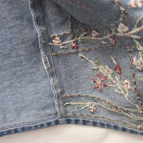 Vintage 90s Embroidered Birdhouse Denim Vest Cottagecore L - Picture 8 of 10